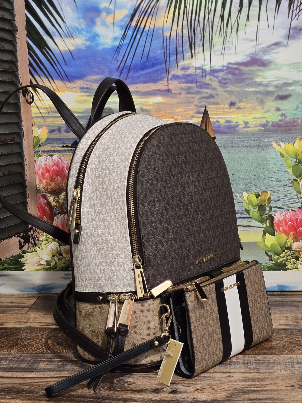 Michael Kors Rhea Colorblock Backpack with Wallet - Picture 4 of 8